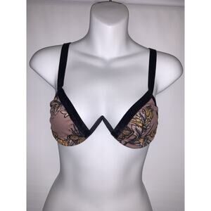 For Love and Lemons Skivvies Bra Black Floral Size Small